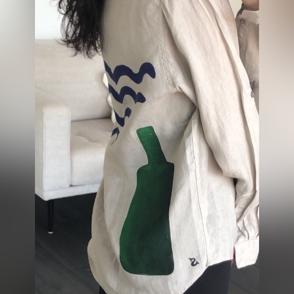 Linen handpainted button-up - Picture 4 of 5